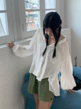 Morton back-slit see-through strap boxy fit long sleeve shirt