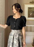 Mulian Toile Jacquard Pattern Flare Banding Skirt