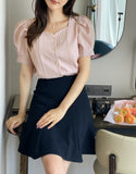 Livel Heart Neck Puff Blouse