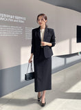 Rona H-line Slit Long Skirt (Belt set)