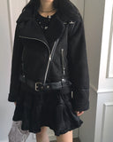 Syonti Overfit Belt Fleece Suede Mustang