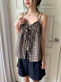 Oni Check Layered Halter Leeveless Blouse Set