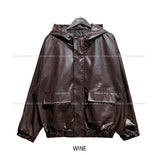 Binsi Pocket Overfit Hood Leather Jumper