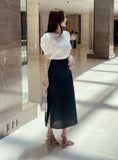 Bullet-Dot Wrinkle Jacquard Puff Sleeve Tee-Blouse