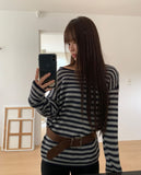 Mui Stripe Round Neck Loose Fit Knit