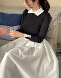 Siez Color Matching Button Collar Knit