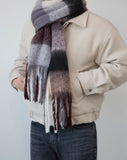 Tassel Wool Maxi Check Muffler