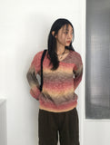 Aran Mix Gradient V-neck Knit