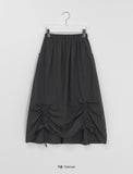 Urend Shirring Nylon Long Skirt