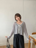Mimol Summer Color Ribbon Bolero Cardigan
