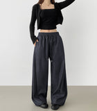 Balloon Two-Way Raw Side Folding Pin Tuck Banding Mega Denim Pants