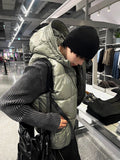 Metal Khaki Hood COSYHARU Banding Padding Vest