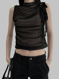 Hankle see-through knot sleeveless