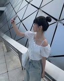 Taru Ribbon Lace Crop Blouse