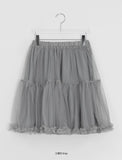 Lornin Tiered Tulle Banding Midi Skirt