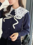 Evely Ribbon Round Knit Cardigan