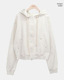 Ena Double Point Button Two-Way Hood Zip-Up
