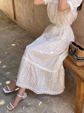 [Two Piece] Hueri Punching Blouse Long Skirt