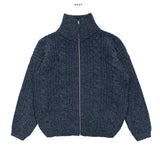 Foren cable zip-up cardigan knit