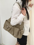 LaNew Diagonal Zipper Pocket Leather Shoulder Bag