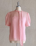 Melania See-Through Ribbon Tie Blouse