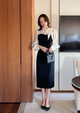 Melage Chiffon Color Matching Tie H-Line One Piece