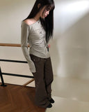 Roden One-Shoulder Flower Print Long-Sleeve T-Shirt