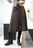 Suspender Long Pleated Skirt