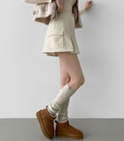 Corduroy Fleece Brushed A-line Pleated Winter Pants Skirt
