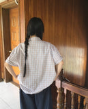 Copper linen overfit check shirt