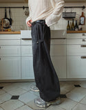 Maxi balloon snap denim pants
