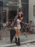 Fake button ribbed cap sleeveless (with cup)