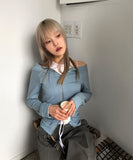 SOFT OFF SHOULDER ZIP-UP