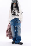 Logan cat washed wide denim pants