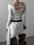 Ribbed Backless V-Neck Knit