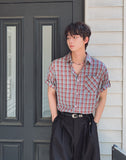 Heave Burgundy Check Short Sleeve Shirt