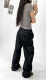 caffeine cargo denim wide pants