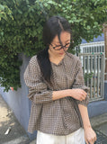 [BAONHAUS] Lumie Check Ribbon Blouse
