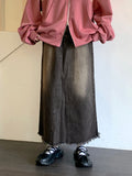 Choppin hem surgical washing denim incision long skirt