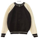 Raglan Round Zip-Up Knit Cardigan