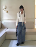 Throat Western Double Strap Long Sleeve Blouse