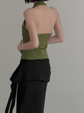 Blin Mesh Cowl Halter Top