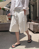 Lukio Layered Belted Bermuda Slacks