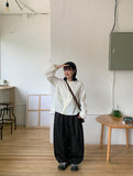 [BAONHAUS] Bottom Nylon Collar Shirring Blouse - F/W ver.