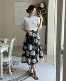 Mona Rose Flare Banding Long Skirt