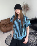 Gaen Terry Stripe Collar Tee