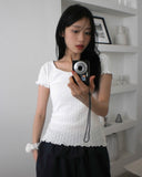 Delk Lace Punching Puff Short Sleeve T-Shirt