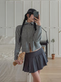 High-Neck Two-Way Knit Zip-Up