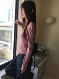 Jitel Vintage Stripe Deep U Neck Long Sleeve T-Shirt