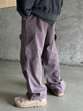 Purple Dying Curved Cargo Pants